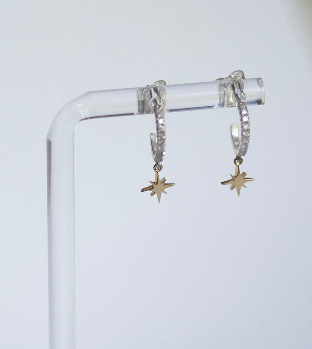 Diamond Two Tone Star Huggies